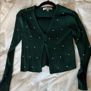 Madison Emerald Cardigan with Pearl Details